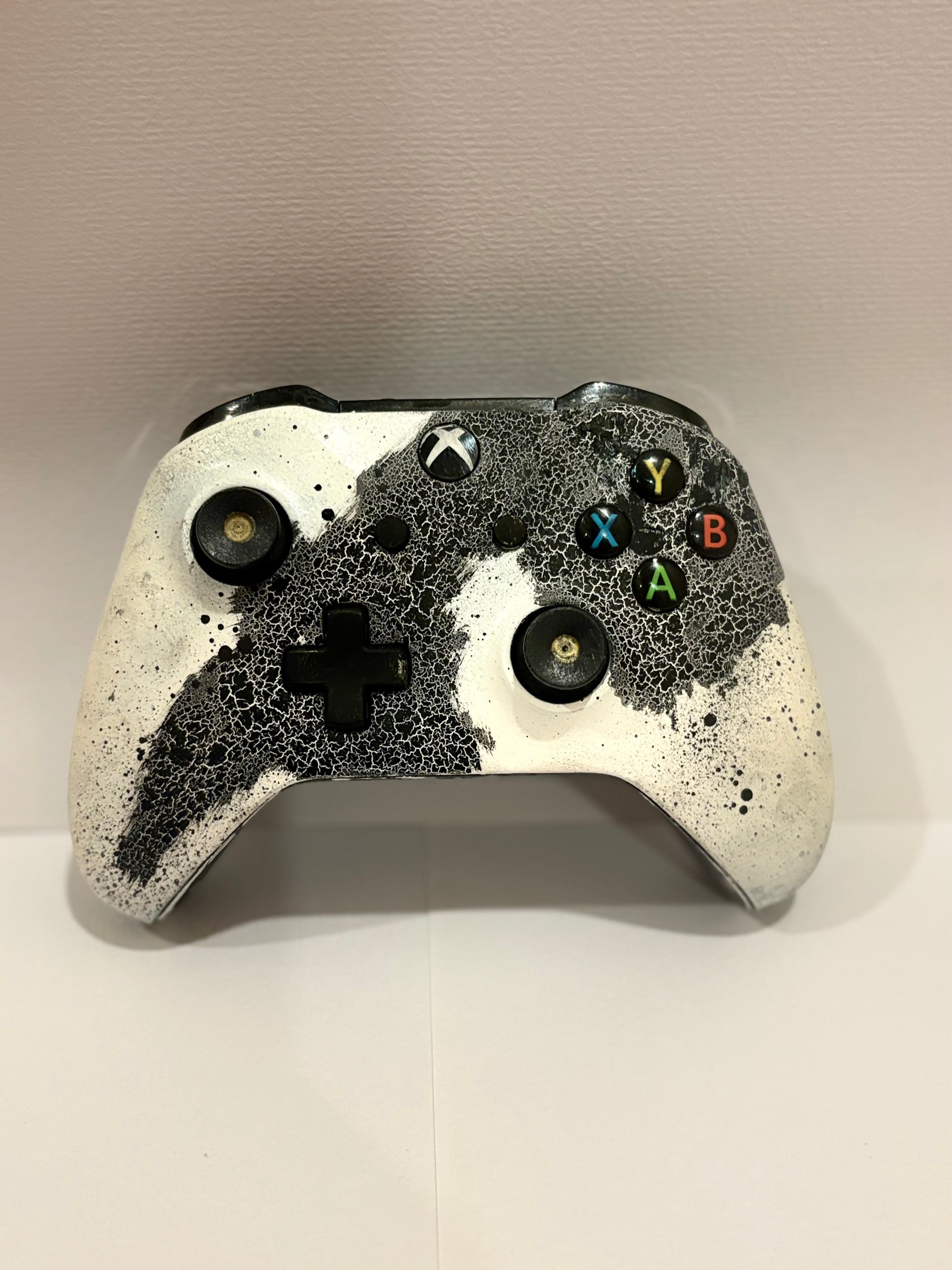 Customized black and white xbox controller